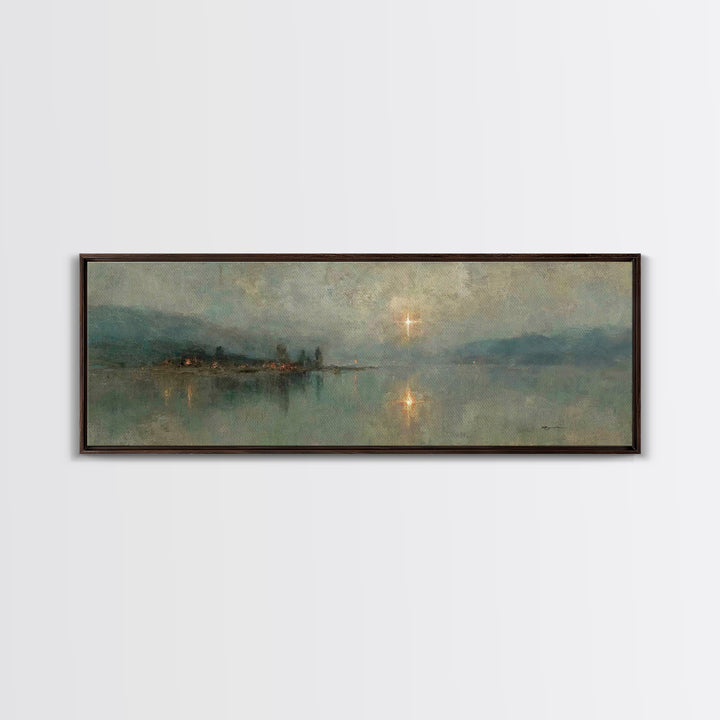 Midnight Bethlehem Light – Framed Canvas Print – Panoramic Art – Christian Wall Art – Christian Art Canvas – Christmas Art – Modern Christi