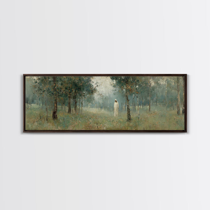 Forest Of Peace – Framed Canvas Print – Christian Art – Panoramic Painting – Jesus Wall Art – Christian Gift Ideas