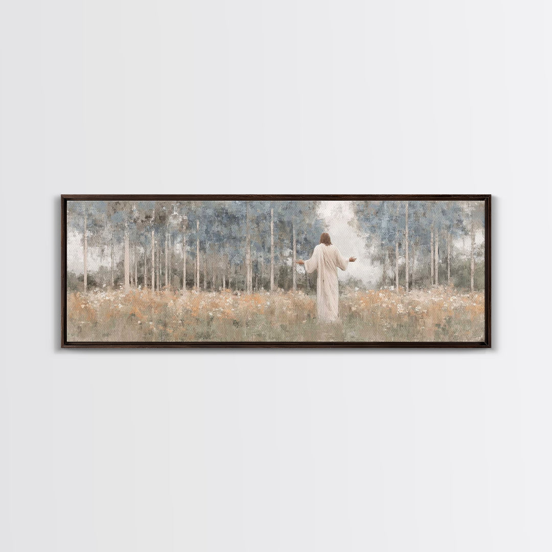 Garden Of Grace | Framed Canvas Print | Christian Art Canvas | Panoramic Print | Jesus Painting | Christian Decor