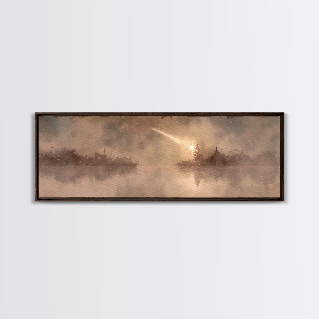 The Guiding Star – Framed Canvas Print – Panoramic Wall Art – Christian Wall Art – Christian Art Canvas – Christmas Art – Jesus Painting