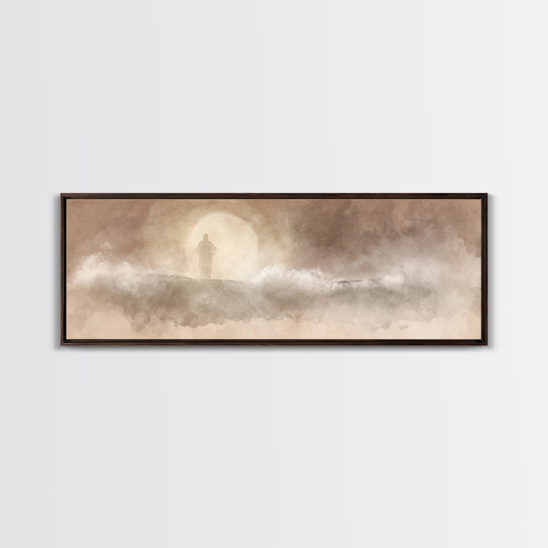 Calm Of The Storm – Framed Canvas Print – Panoramic Art – Christian Wall Art – Jesus Painting – Christian Art Canvas – Christian Gift