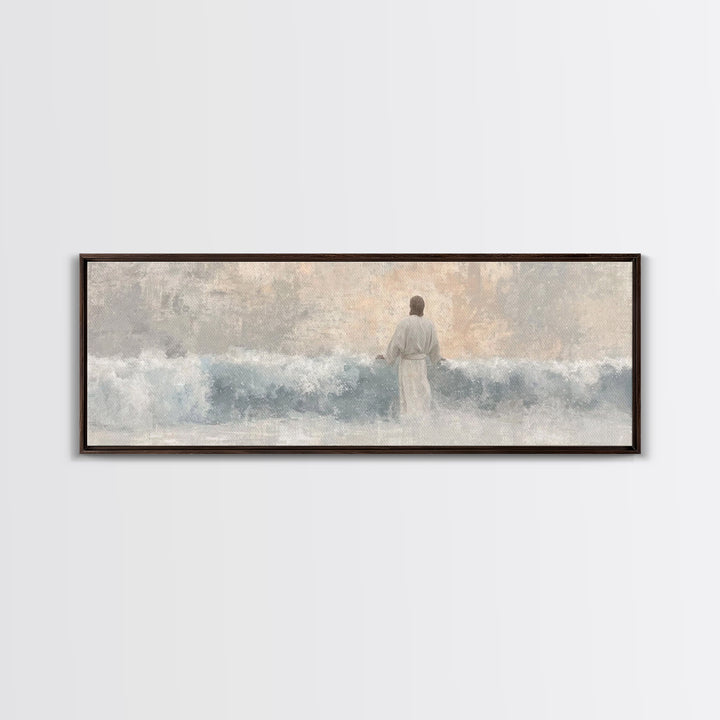 Waves Of Salvation – Framed Canvas Print – Christian Art – Jesus Canvas Art – Panoramic Wall Art – Christian Painting – Christian Gift Idea