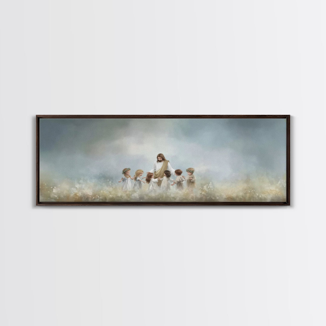 Circle Of His Love, Framed Canvas Print, Christian Wall Art, Jesus Painting, Panoramic Art, Christian Art Canvas, Christian Gift Ideas