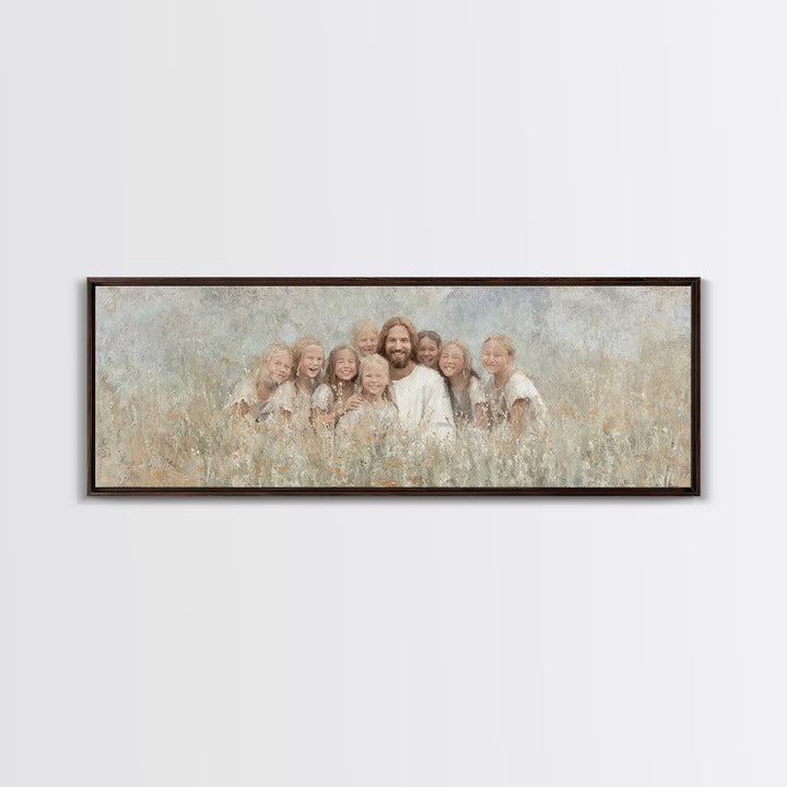 Garden Joy Light | Framed Canvas Print | Christian Art Print | Jesus Canvas Art | Panoramic Wall Art | Christian Painting | Christian Decor
