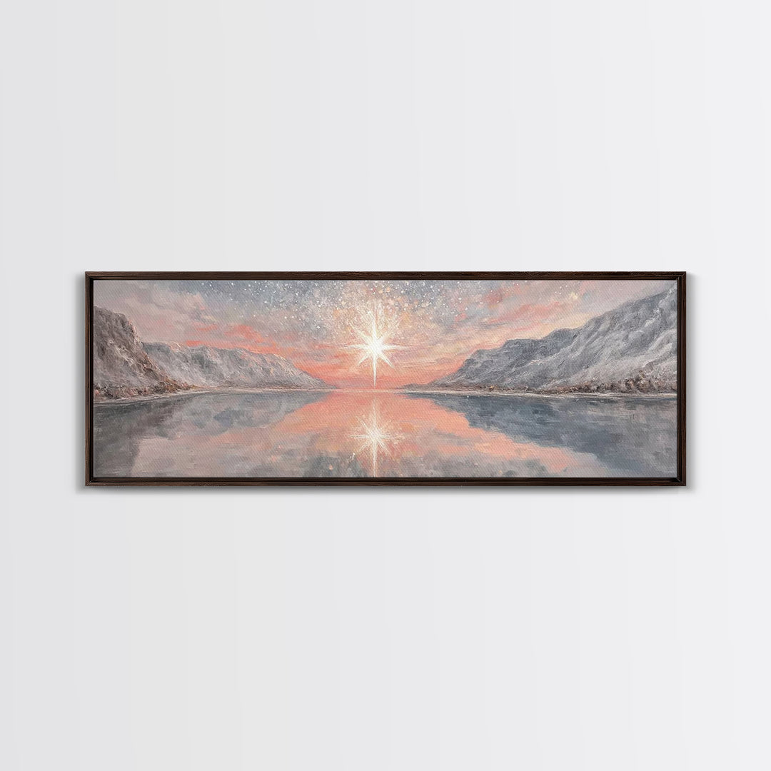 Star Of Bethlehem, Framed Canvas Print, Panoramic Art, Christian Art Canvas, Christian Christmas Art, Christian Wall Art, Modern Christian
