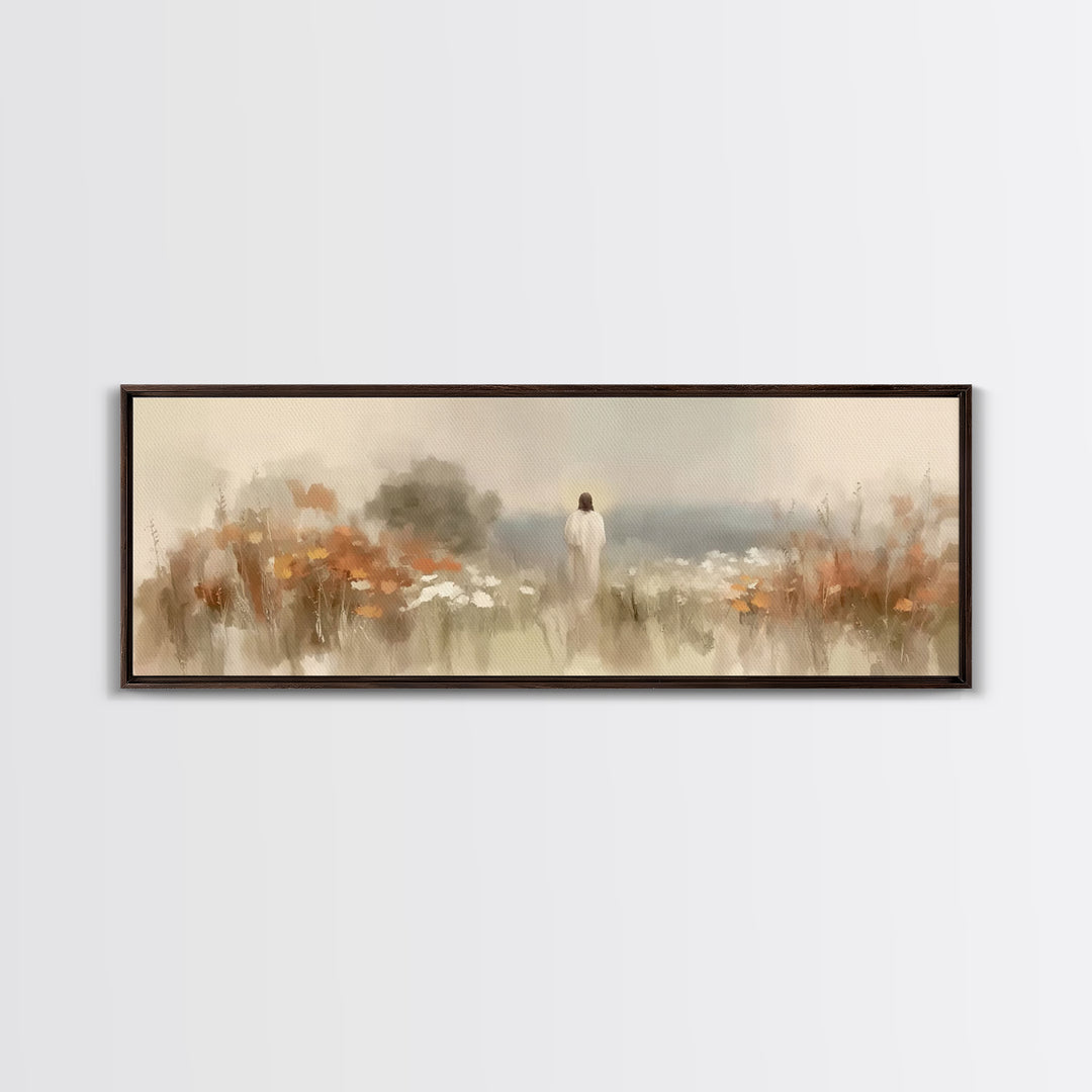 Valley Of Peace – Framed Canvas Print – Panoramic Wall Art – Christian Art Canvas – Christian Painting – Jesus Painting – Christian Gift –