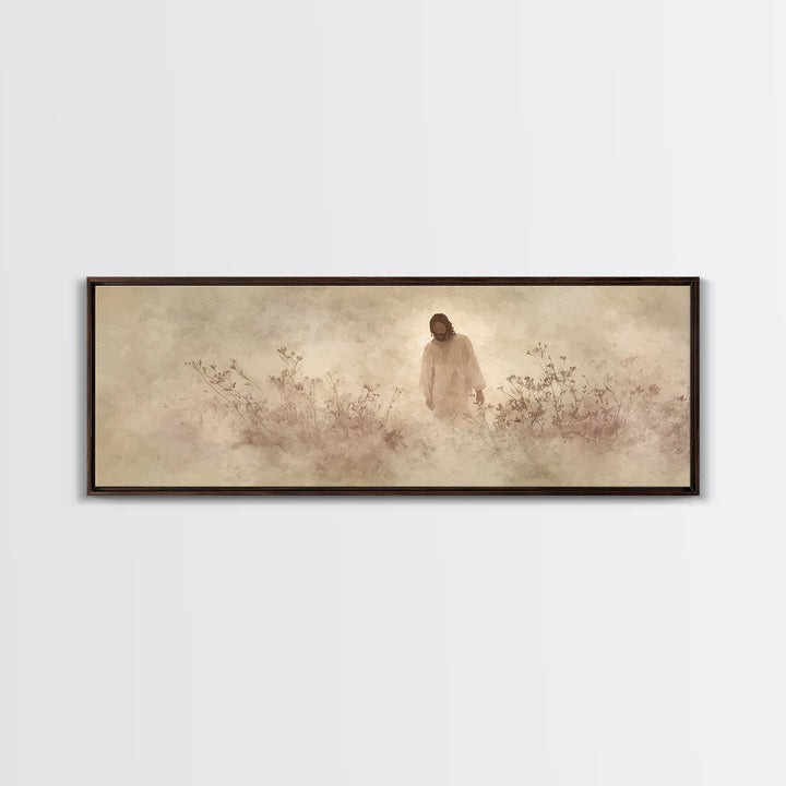 Stillness Of Faith - Framed Canvas Print - Panoramic Art - Christian Art Canvas - Christian Wall Art - Jesus Painting - Modern Christian Ar