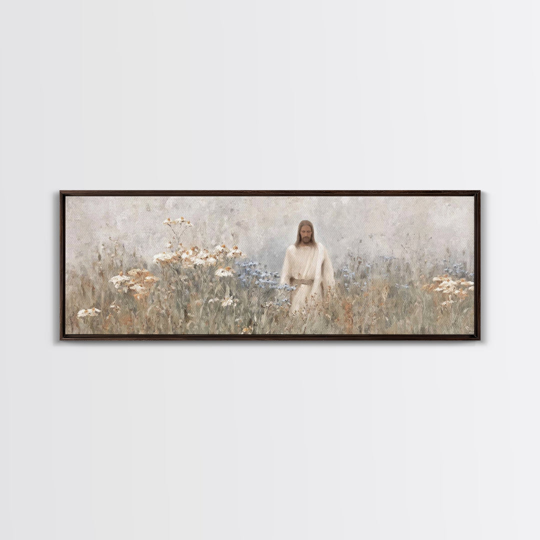 Garden Of Hope, Framed Canvas Print, Panoramic Print, Christian Art Canvas, Christian Wall Art, Jesus Painting, Vintage Christian Art, Chri