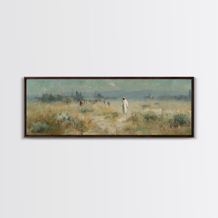 Horizon Of Mercy, Framed Canvas Print, Panoramic Wall Art, Christian Art Canvas, Christian Art, Jesus Painting, Subtle Christian Art, Chris
