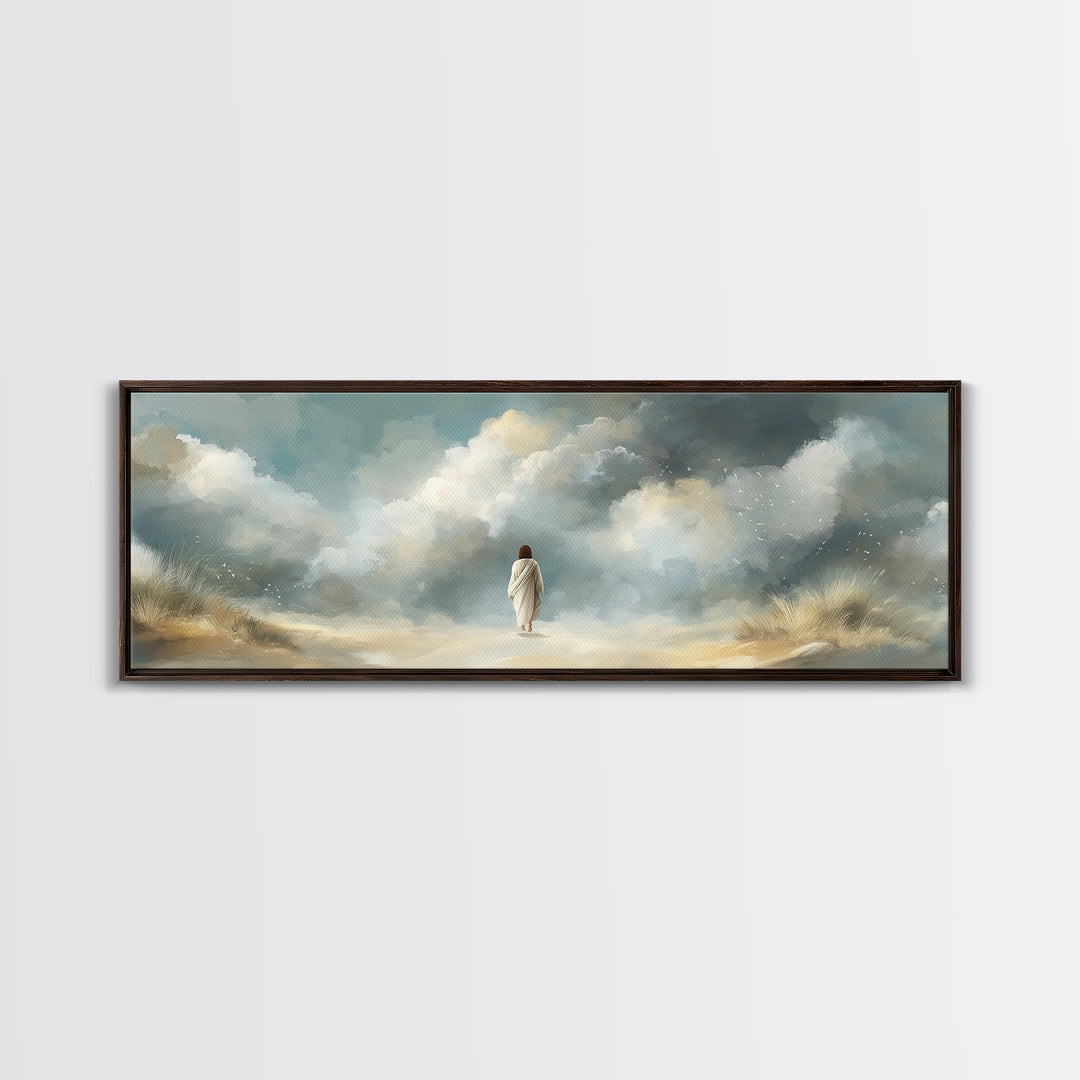 Cloudborne Light – Framed Canvas Print – Panoramic Print – Christian Art Canvas – Jesus Painting – Christian Wall Art – Modern Christian Ar