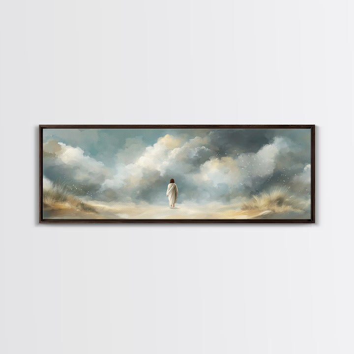 Cloudborne Light – Framed Canvas Print – Panoramic Print – Christian Art Canvas – Jesus Painting – Christian Wall Art – Modern Christian Ar