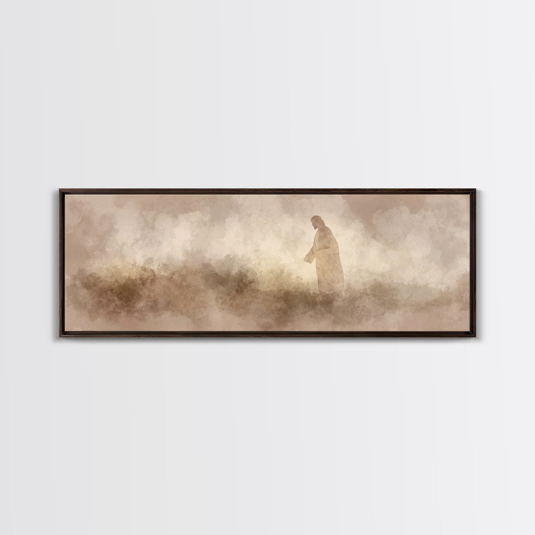 Dust And Dawn | Framed Canvas Print | Panoramic Frame | Christian Art Canvas | Jesus Painting | Christian Wall Art | Moody Christian Art |
