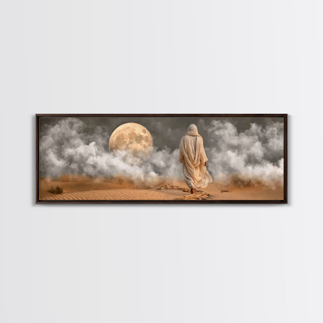 Midnight Pilgrim – Framed Canvas Print – Panoramic Painting – Jesus Painting – Christian Art Canvas – Christian Wall Art – Vintage Christia
