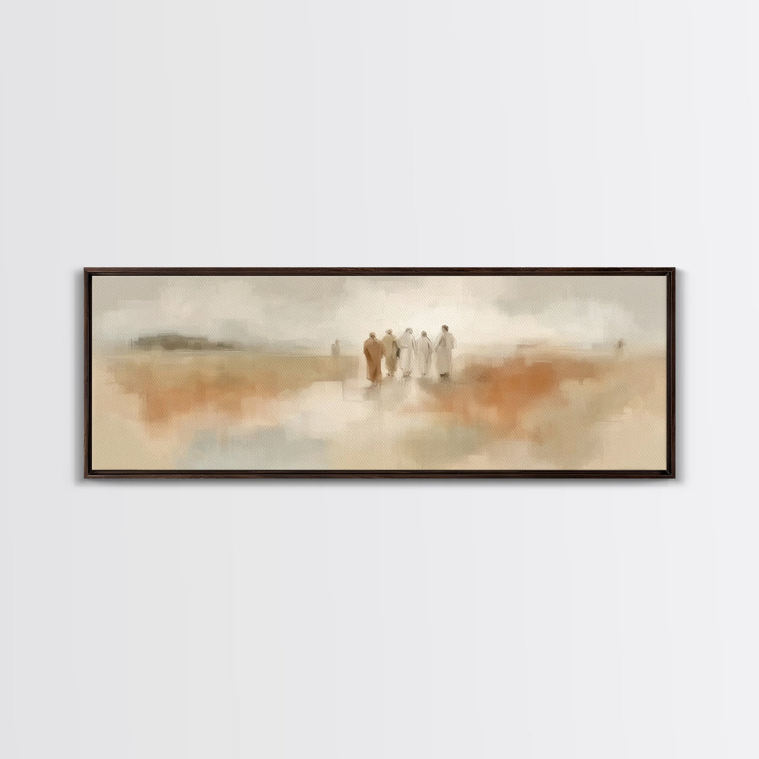 Gathered In Faith – Framed Canvas Print – Panoramic Art – Christian Art Canvas – Christian Wall Art – Jesus Painting – Modern Christian Art