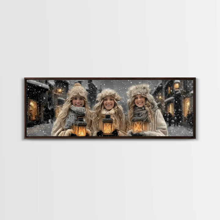 Winter Lantern Joy | Framed Canvas Print | Panoramic Art | Christmas Wall Art | Christian Christmas Art | Christian Decor | Christian Art C