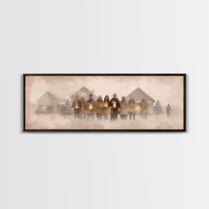 Winter Choir Line | Framed Canvas Print | Panoramic Painting | Christmas Art | Christian Christmas Art | Christian Decor | Christian Art Ca