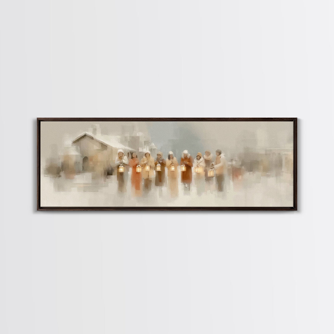 Lanterns Of Peace – Framed Canvas Print – Panoramic Art – Christmas Wall Art – Christian Christmas Art – Christian Decor – Christian Art Ca