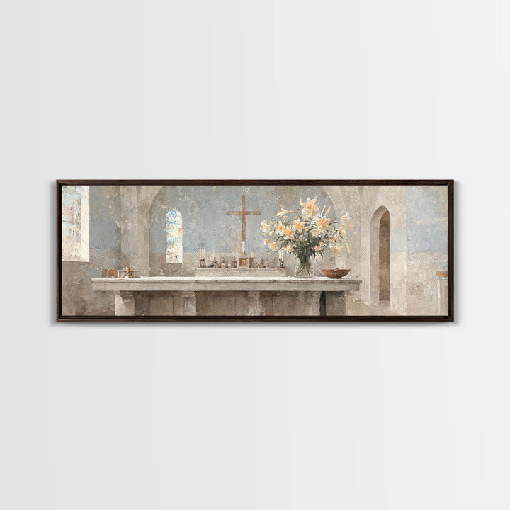 Sacred Stillness | Framed Canvas Print | Panoramic Wall Art | Christian Art Canvas | Christmas Art | Christian Art | Moody Christian Art