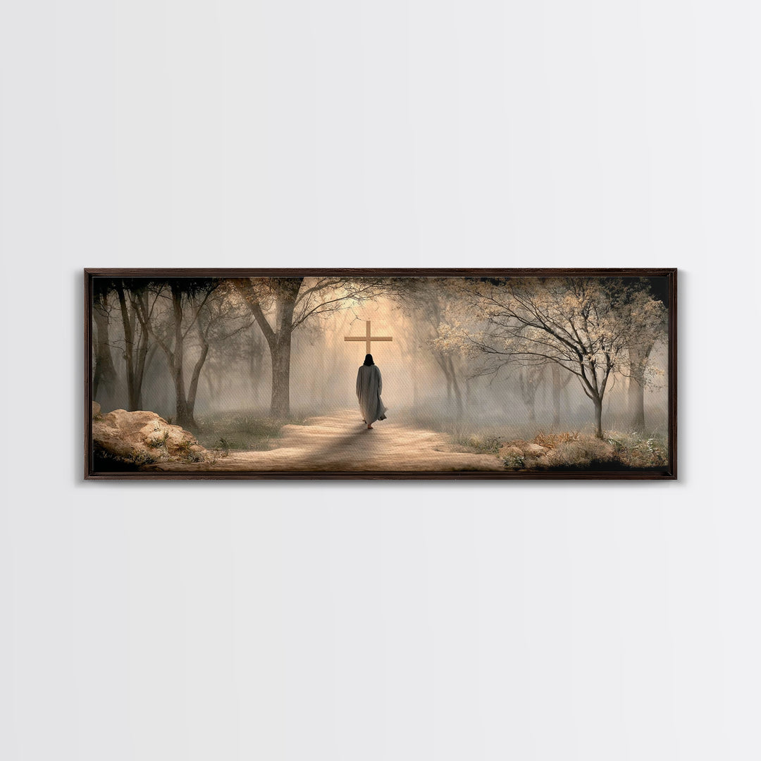 Path Of Mercy – Framed Canvas Print – Christian Wall Art – Jesus Painting – Panoramic Art – Christian Art Canvas – Christian Christmas Art