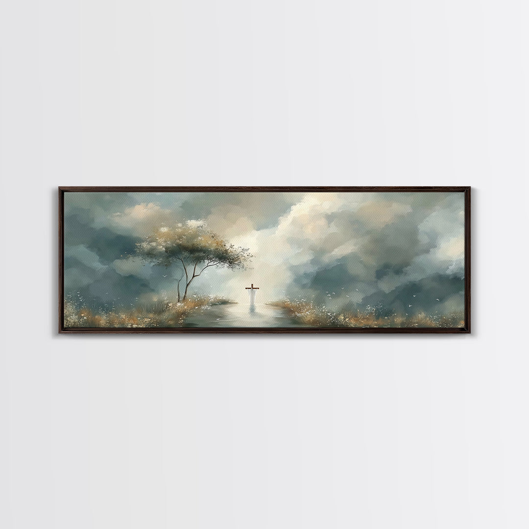 Heavenly Stillness, Framed Canvas Print, Christian Art Canvas, Panoramic Art, Christian Painting, Minimalist Christian Art, Christian Wall