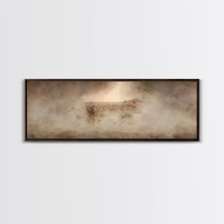 Holy Cradle Glow, Framed Canvas Print, Panoramic Wall Art, Christian Art Canvas, Christian Christmas Art, Christmas Wall Art, Christian Dec
