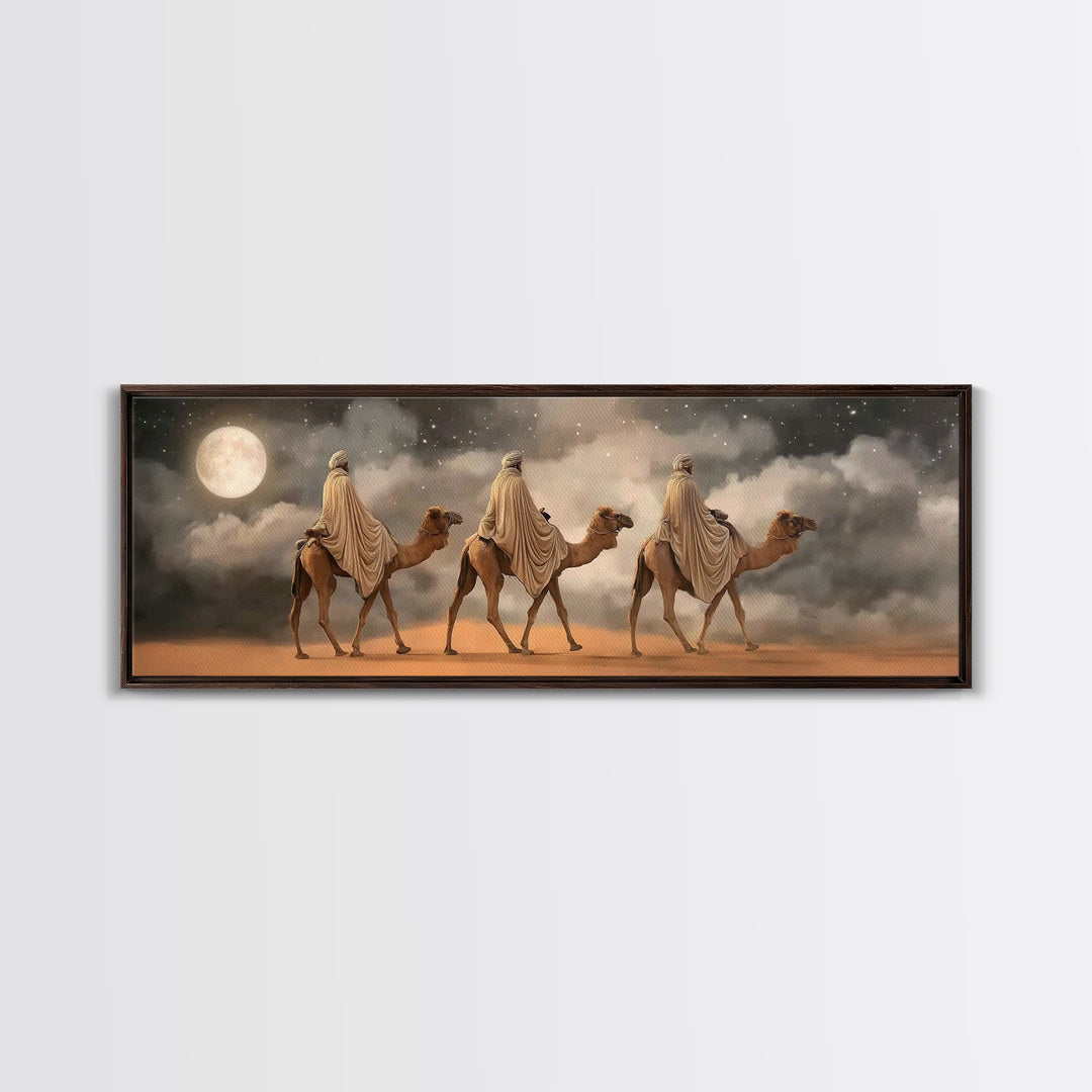 Night Of Promise – Framed Canvas Print – Panoramic Print – Christian Wall Art – Christmas Art – Christian Art Canvas – Christian Christmas