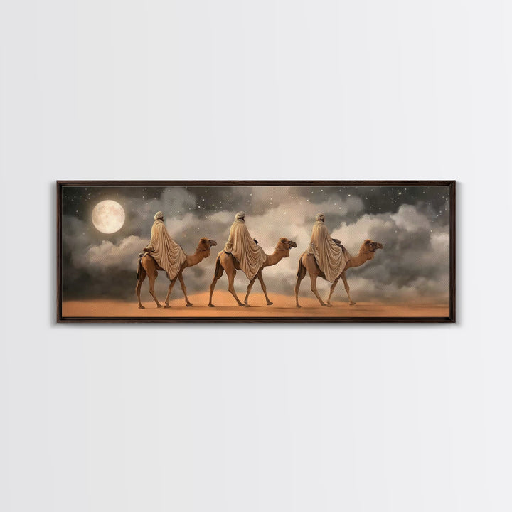 Night Of Promise – Framed Canvas Print – Panoramic Print – Christian Wall Art – Christmas Art – Christian Art Canvas – Christian Christmas