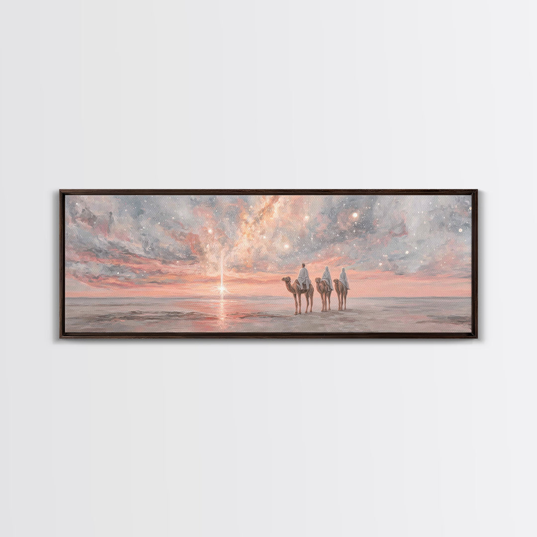 Dawn Star Journey, Framed Canvas Print, Panoramic Art, Christian Wall Art, Christian Art Canvas, Christmas Art Prints, Christian Gift Ideas