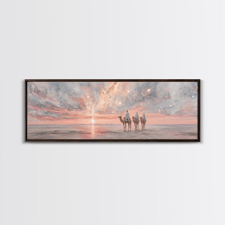 Dawn Star Journey, Framed Canvas Print, Panoramic Art, Christian Wall Art, Christian Art Canvas, Christmas Art Prints, Christian Gift Ideas