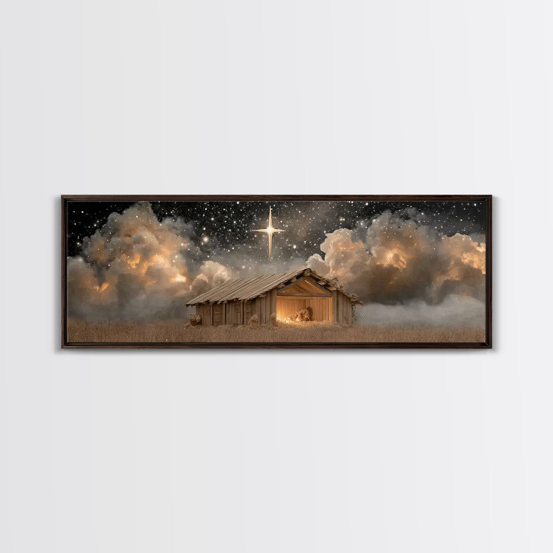 Humble Refuge | Framed Canvas Print | Panoramic Wall Art | Christian Christmas Art | Christmas Art Work | Christian Gift Ideas | Christian