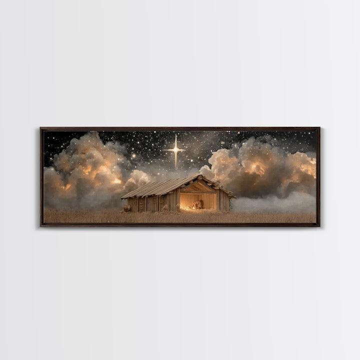 Humble Refuge | Framed Canvas Print | Panoramic Wall Art | Christian Christmas Art | Christmas Art Work | Christian Gift Ideas | Christian