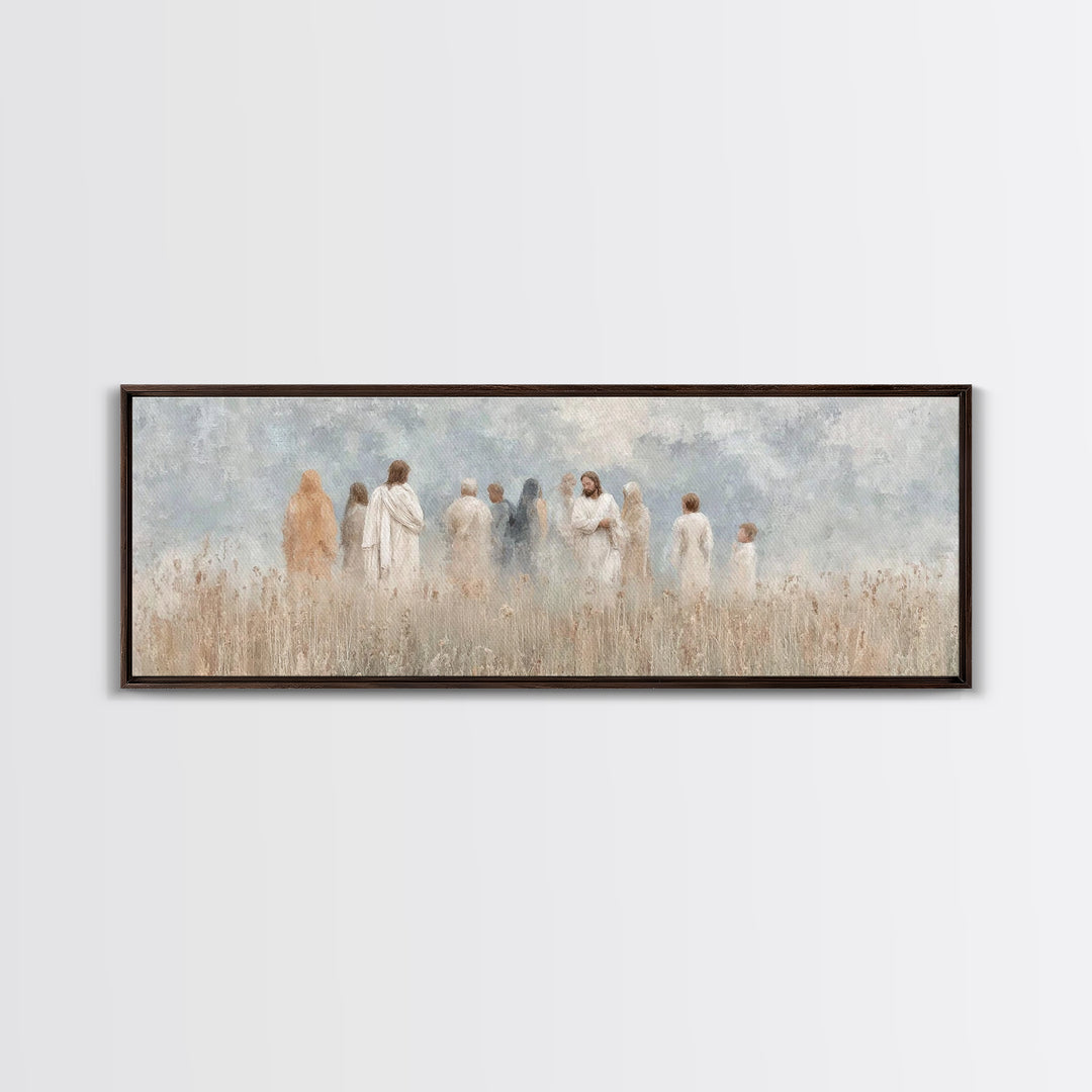 Gathered In Grace | Framed Canvas Print | Panoramic Art | Christian Wall Art | Christian Art Painting | Jesus Art Print | Christian Decor