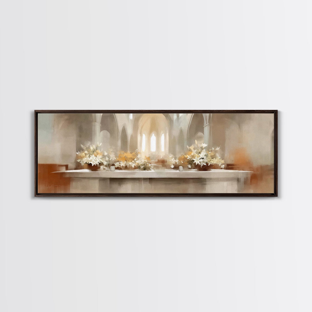 Lily Adoration | Framed Canvas Print | Panoramic Painting | Christian Art | Christian Wall Art | Christian Art Canvas | Christmas Art