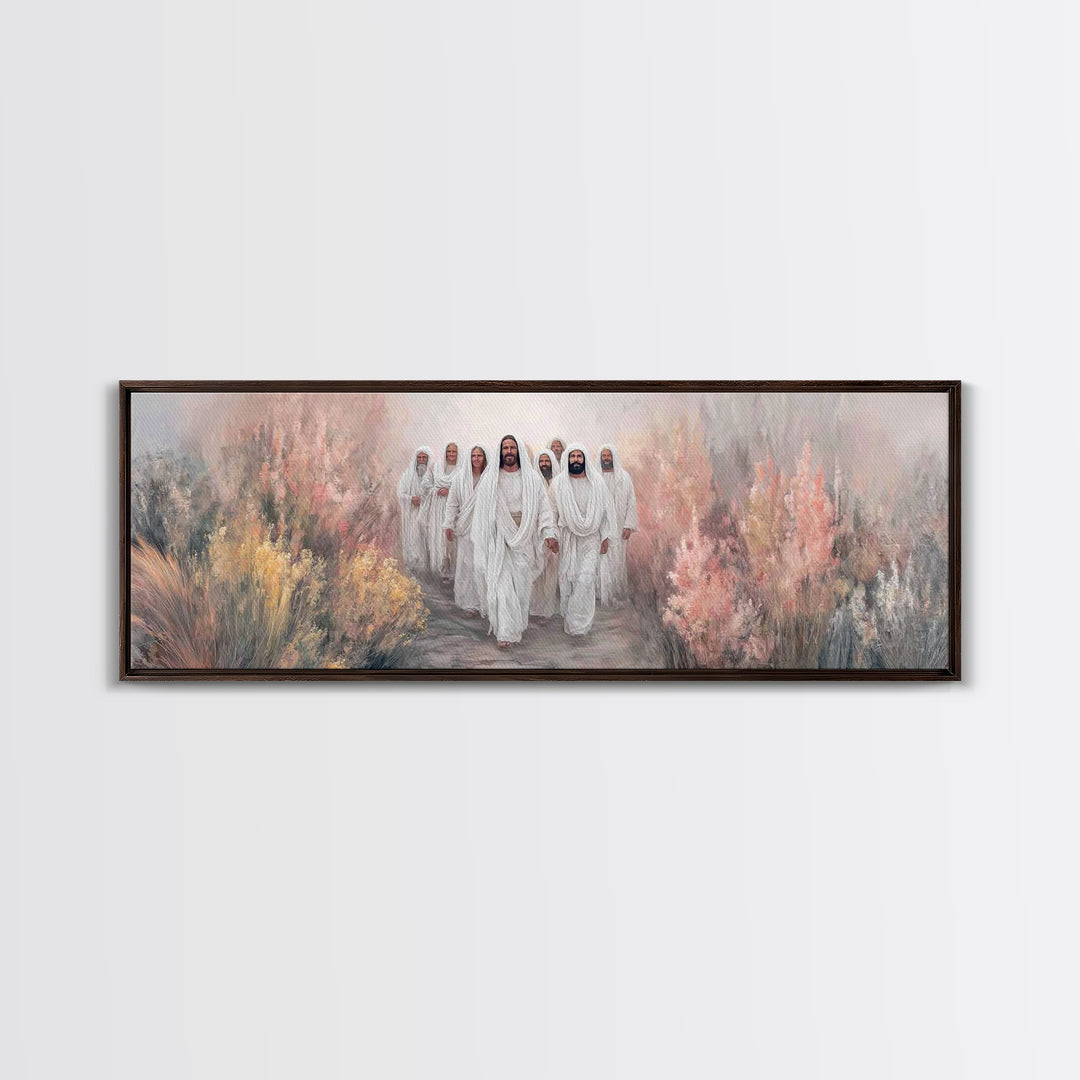 Walking In Glory | Framed Canvas Print | Christian Art Canvas | Christian Wall Art | Jesus Painting | Panoramic Art | Modern Christian Art