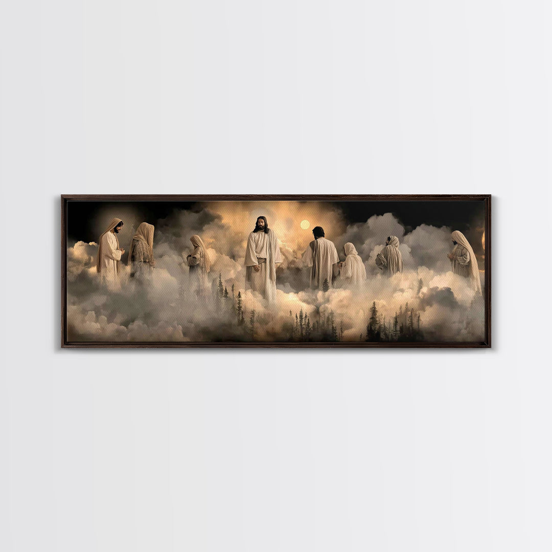 Heavenly Gathering – Framed Canvas Print – Christian Wall Art – Christian Art Canvas – Jesus Painting – Panoramic Painting – Christian Deco