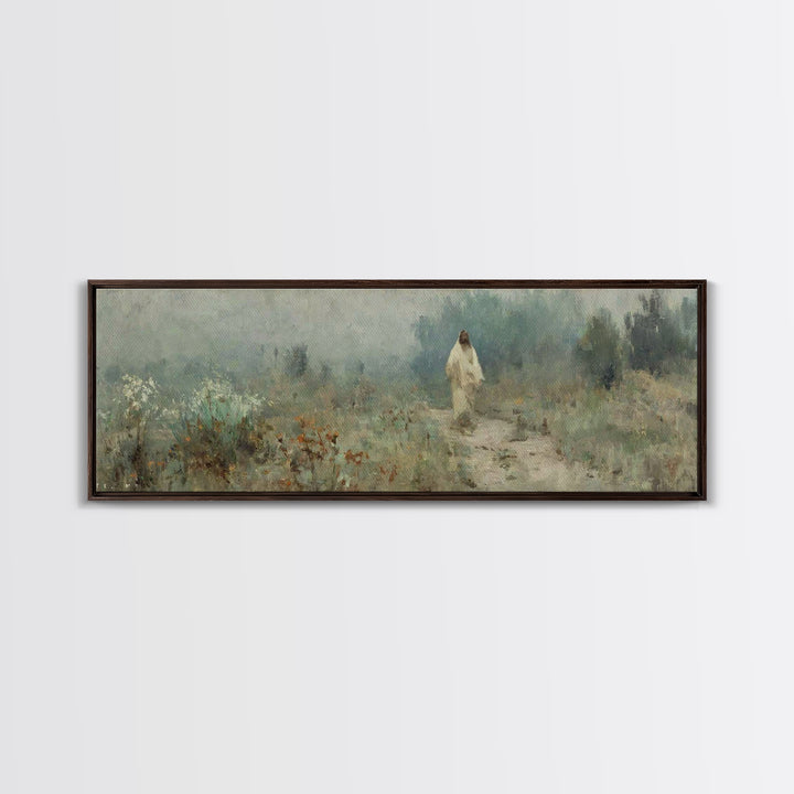 Silent Ascension, Framed Canvas Print, Christian Art Canvas, Christian Wall Art, Jesus Painting, Panoramic Wall Art, Subtle Christian Art
