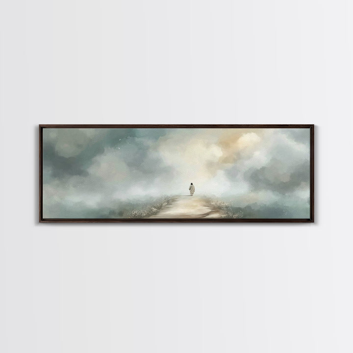 Pastoral Shepherd Calm | Framed Canvas Print | Christian Wall Art | Christian Art Canvas | Panoramic Art | Vintage Christian Art | Christma