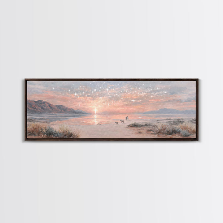 Starry Dawn Promise – Framed Canvas Print – Christian Wall Art – Panoramic Painting – Christian Art Canvas – Christmas Art – Jesus Painting