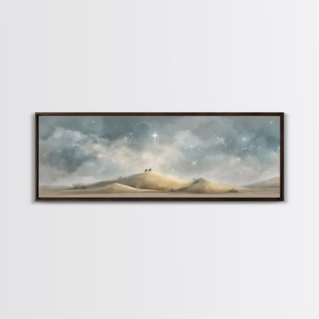 Wandering Star Path | Framed Canvas Print | Christian Wall Art | Panoramic Art | Christian Christmas Art | Christian Art Canvas | Jesus Pai