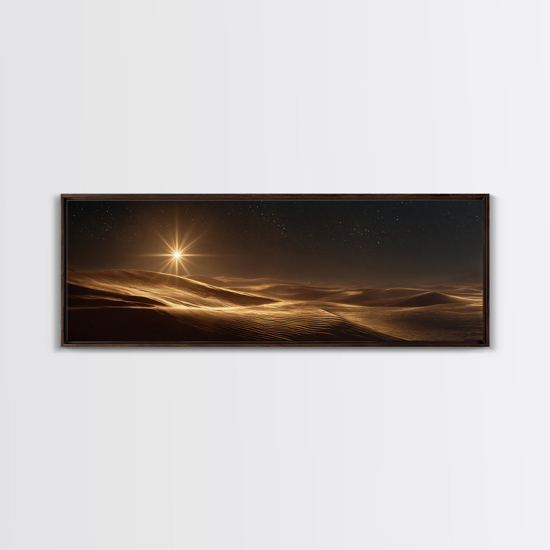 Desert Star Glory, Framed Canvas Print, Panoramic Art, Christian Wall Art, Jesus Painting, Christian Christmas Art, Christian Art Canvas