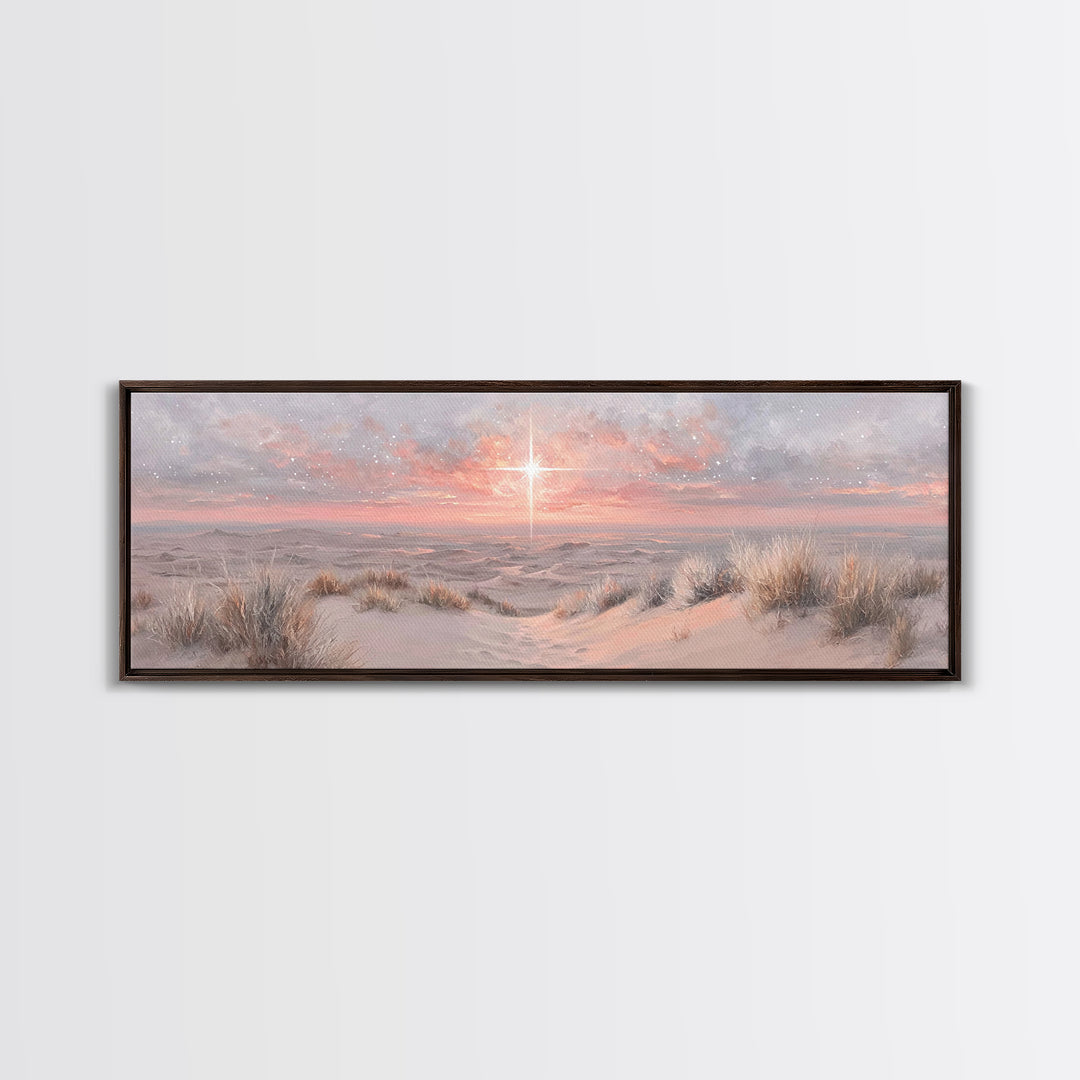 Dawn of Promise – Framed Canvas Print – Panoramic Painting – Christian Art – Christmas Wall Art – Jesus Canvas Art – Christian Gift Ideas