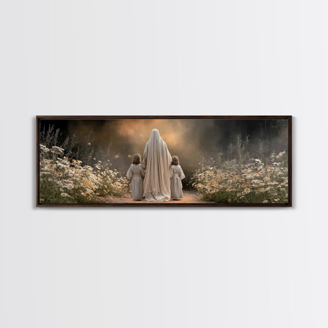 Garden of Peace | Framed Canvas Print | Panoramic Wall Art | Christian Art Canvas | Jesus Painting | Christian Decor | Christmas Art