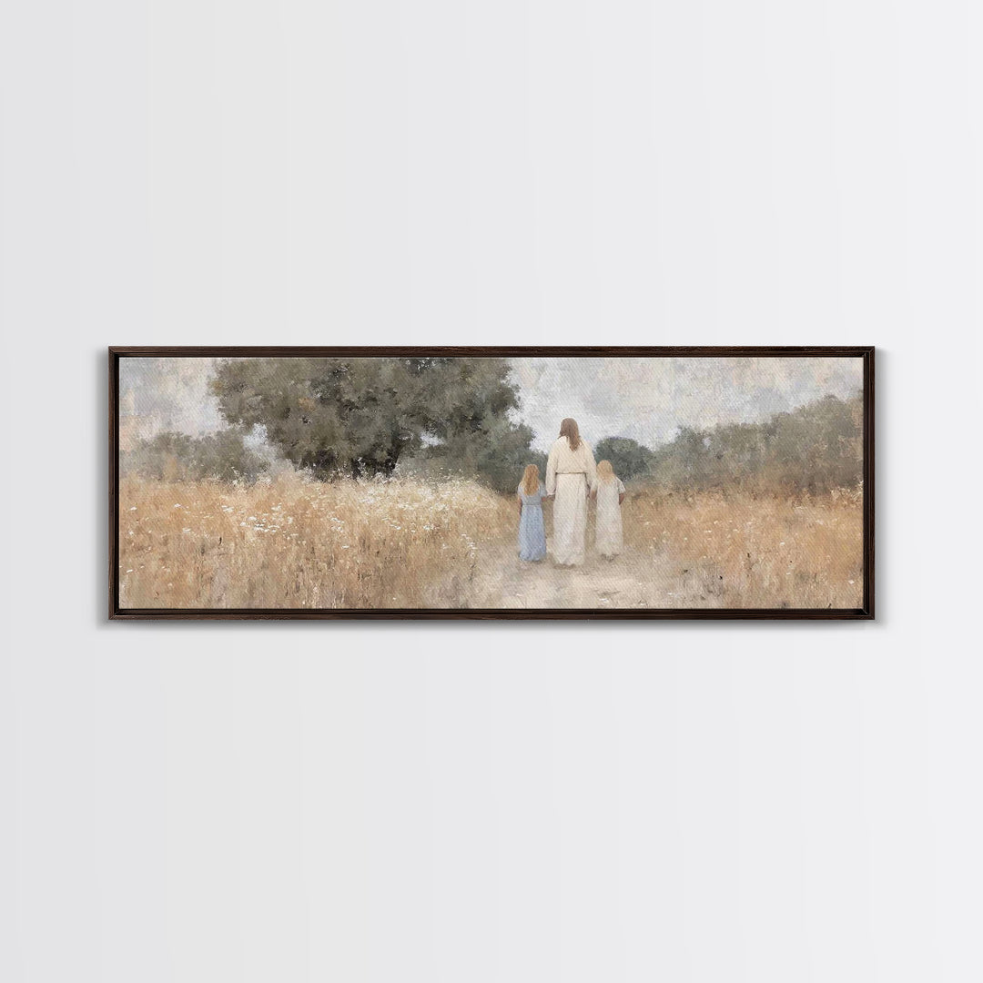 Silent Faith Journey | Framed Canvas Print | Panoramic Painting | Christian Art | Jesus Painting | Christian Christmas Art | Christian Wall