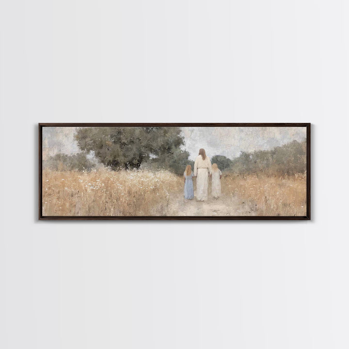 Silent Faith Journey | Framed Canvas Print | Panoramic Painting | Christian Art | Jesus Painting | Christian Christmas Art | Christian Wall