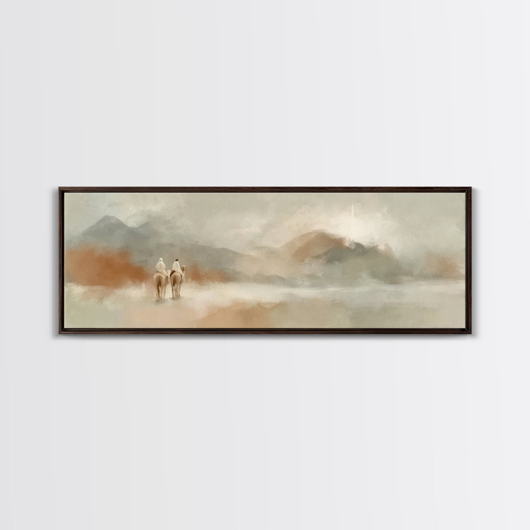 Desert Wayfarers | Framed Canvas Print | Panoramic Painting | Christian Art Canvas | Christian Art | Christian Wall Art | Large Christian P
