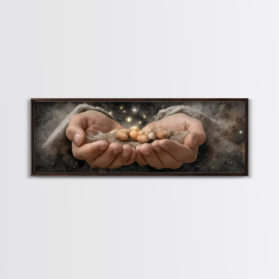 Celestial Offering – Framed Canvas Print – Panoramic Painting – Christian Wall Art – Jesus Art Print – Christian Art Canvas – Christmas Art