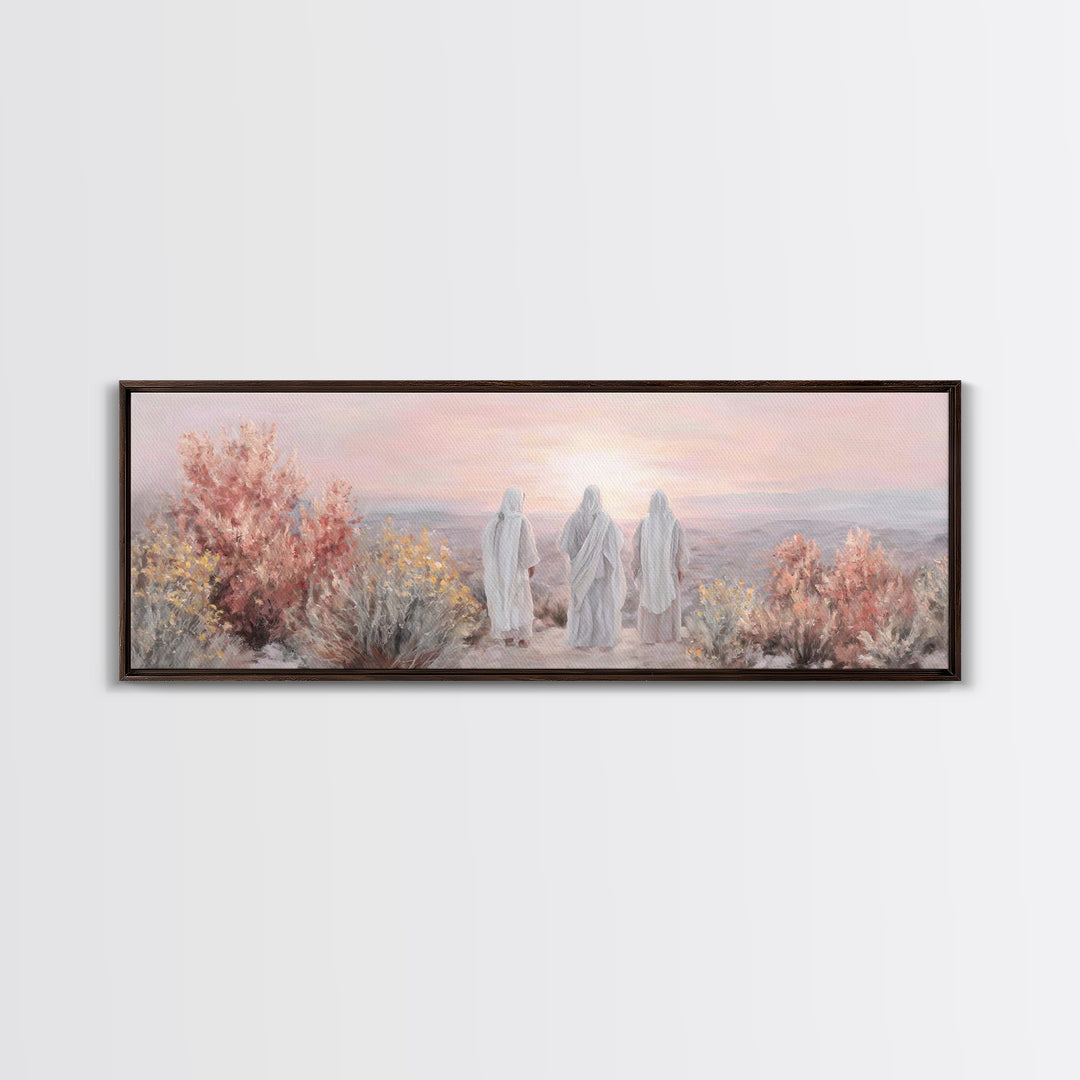 Three At Dawn – Framed Canvas Print – Panoramic Frame – Christian Art Canvas – Christian Art – Christian Wall Art – Modern Christian Painti