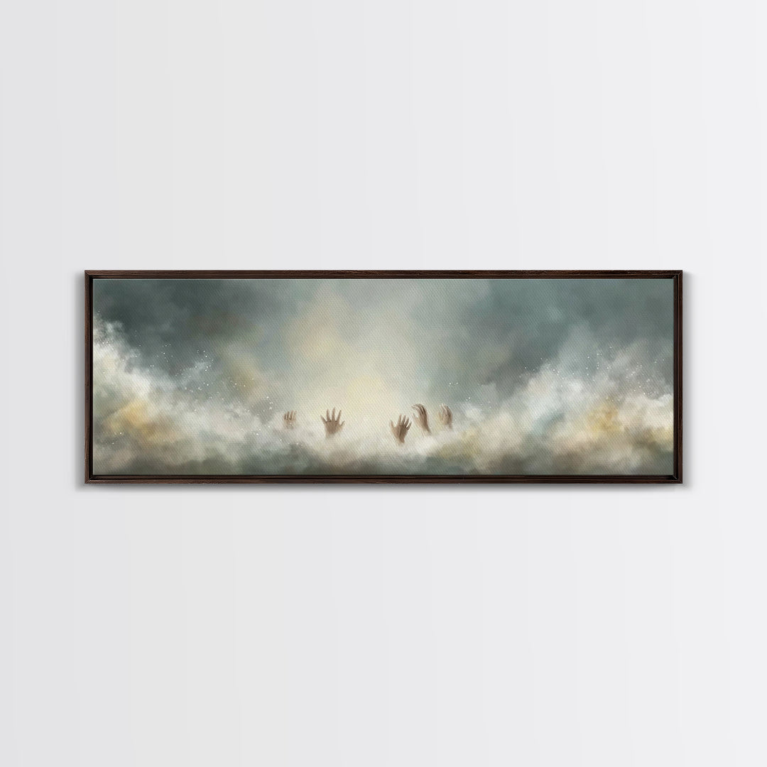 Heavenward Hands – Framed Canvas Print – Panoramic Frame – Christian Art – Christian Art Canvas – Christian Painting – Christian Christmas