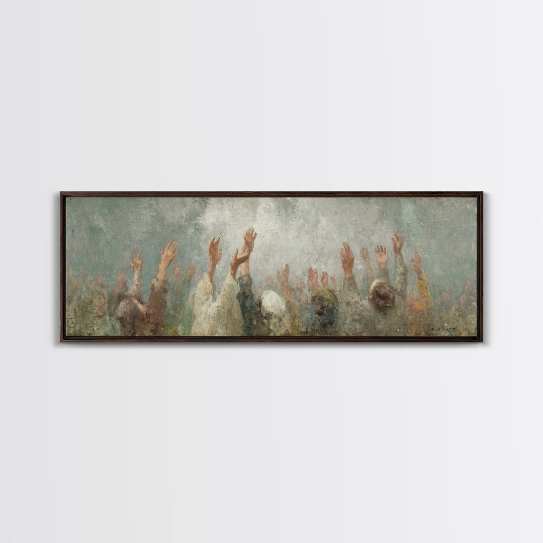Cloudborne Worship - Framed Canvas Print - Christian Art Canvas - Panoramic Frame - Christian Painting - Christian Wall Art - Christian Gif