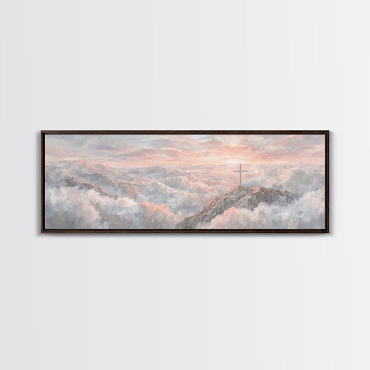 Mountain Of Mercy | Framed Canvas Print | Christian Art Canvas | Panoramic Wall Art | Christian Paintings | Christian Christmas Art | Chris